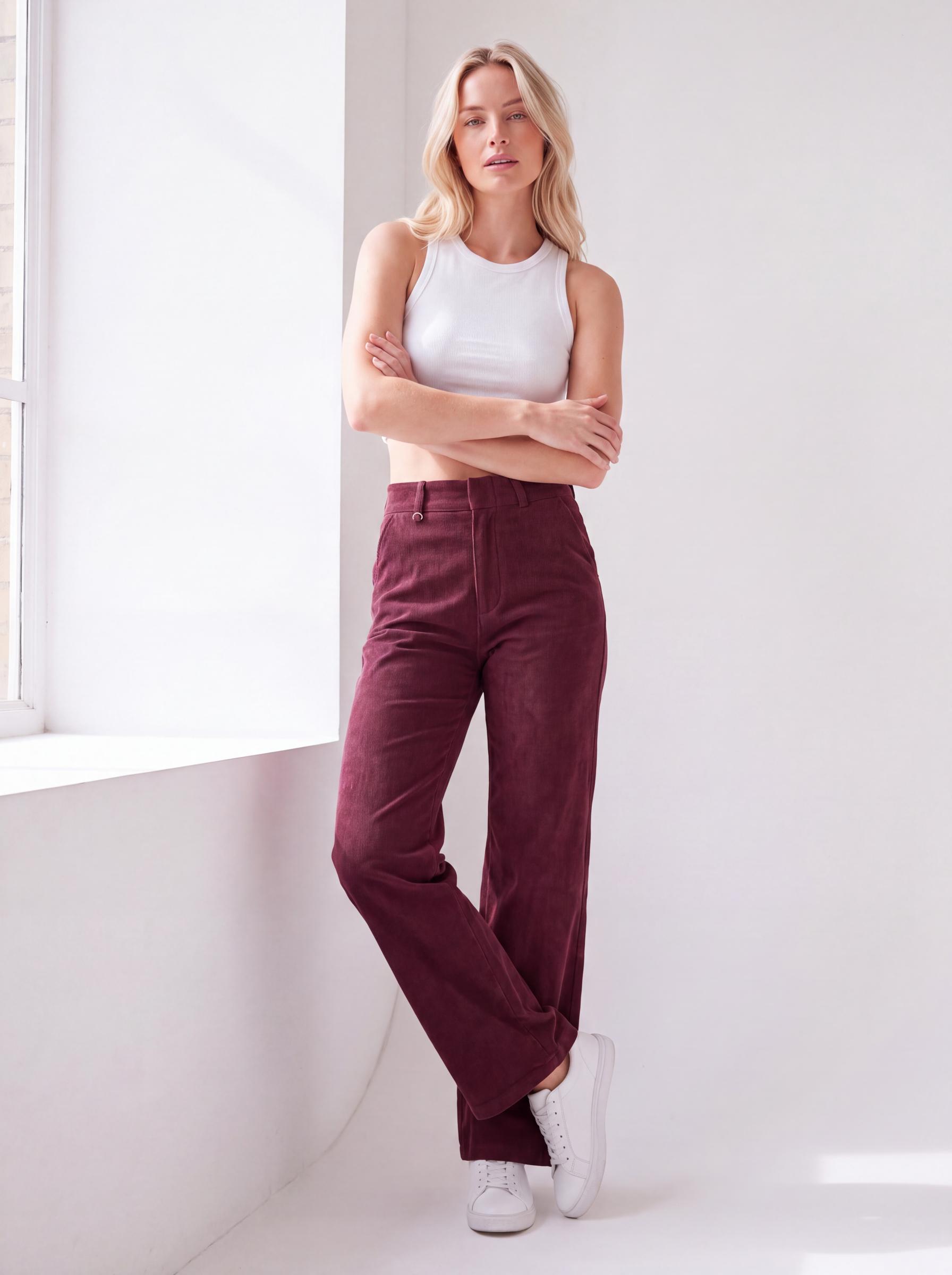 Ribbed Wide-Leg Trousers