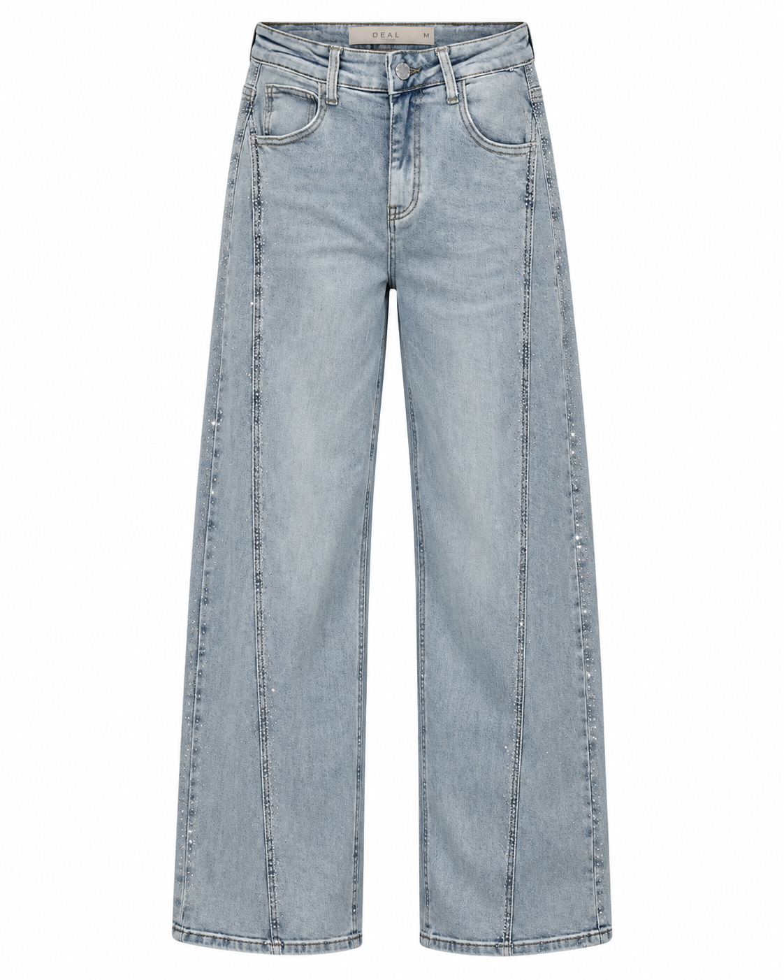 Sparkle Seam Detail High Rise Wide Leg Jeans