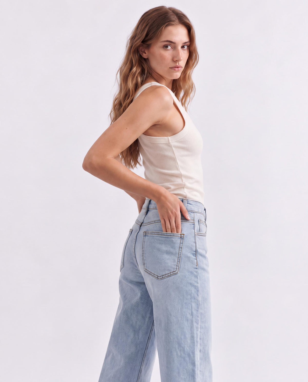 Sequin Hem Embellished Wide Leg Jeans