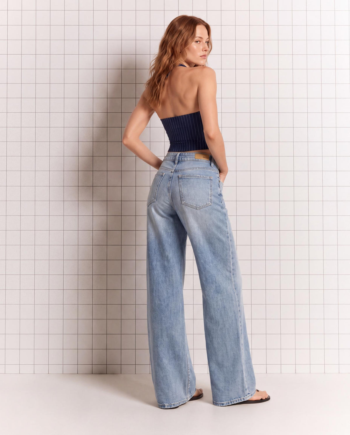 Distressed High Rise Wide Leg Jeans