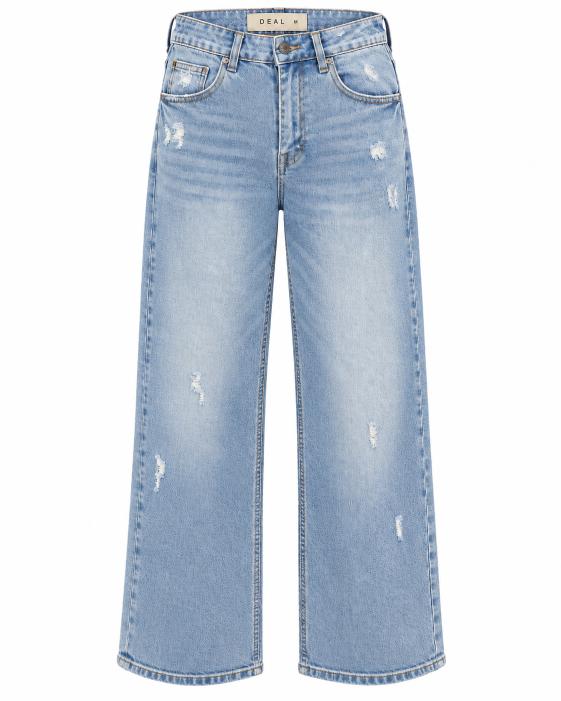 Distressed High Rise Wide Leg Jeans