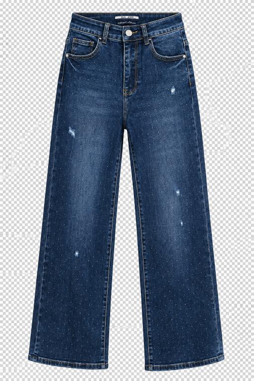 Rhinestone Studded Distressed Wide Leg Jeans
