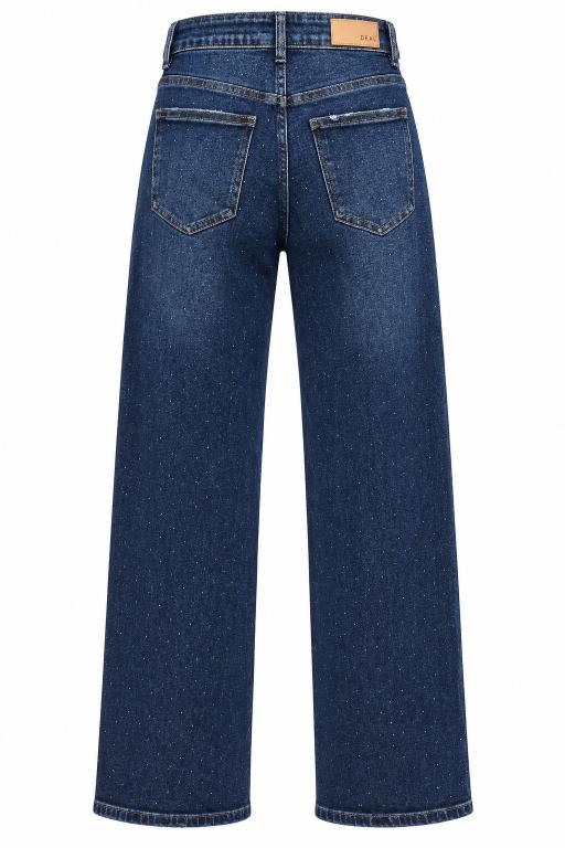 Rhinestone Studded Distressed Wide Leg Jeans