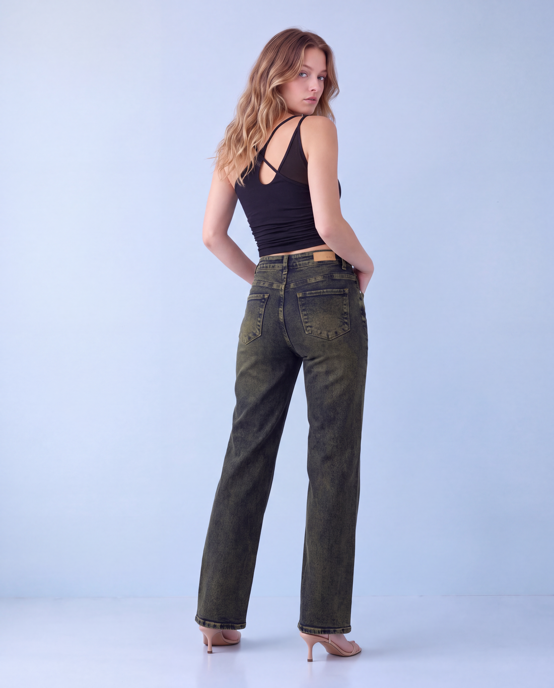High Rise Straight Leg Vintage Tinted Wash Jeans