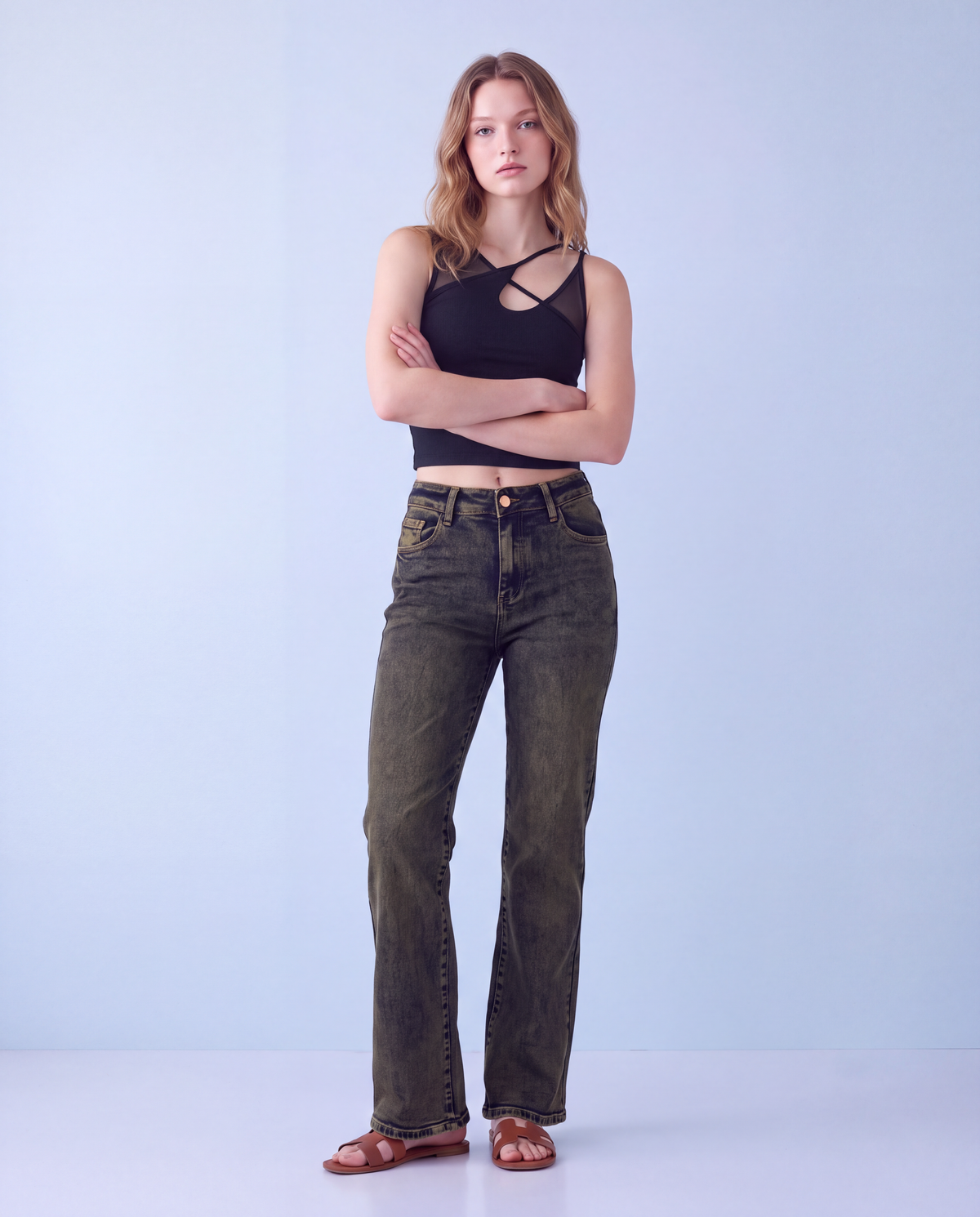 High Rise Straight Leg Vintage Tinted Wash Jeans