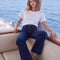 Cropped Dark Blue Jeans with Cuffed Hem