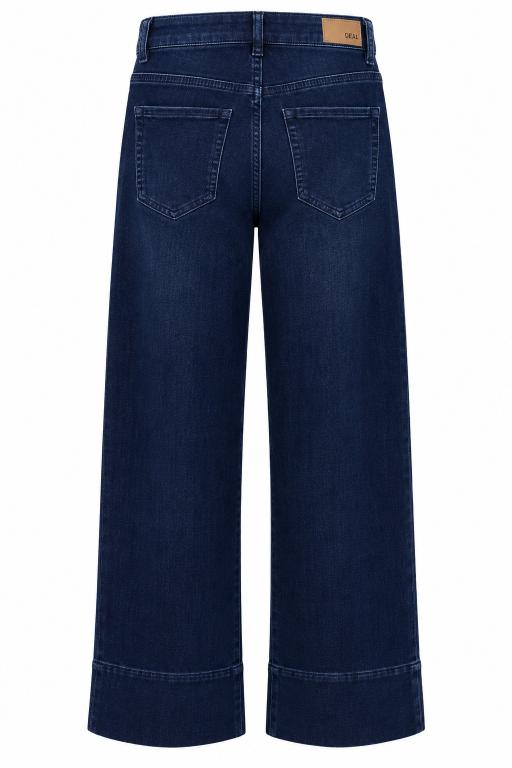 Cropped Dark Blue Jeans with Cuffed Hem