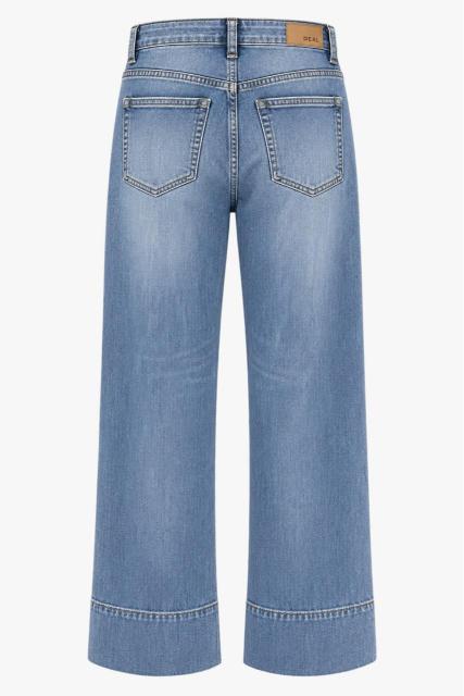 Cropped Dark Blue Jeans with Cuffed Hem