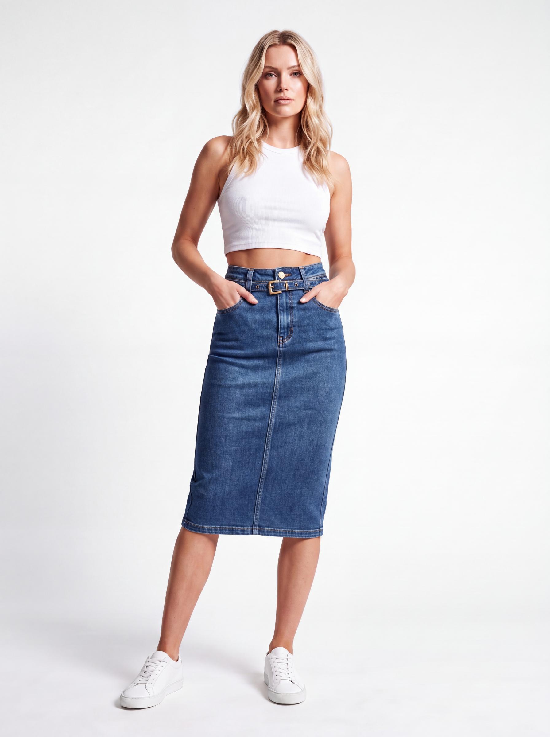 Denim Midi Skirt