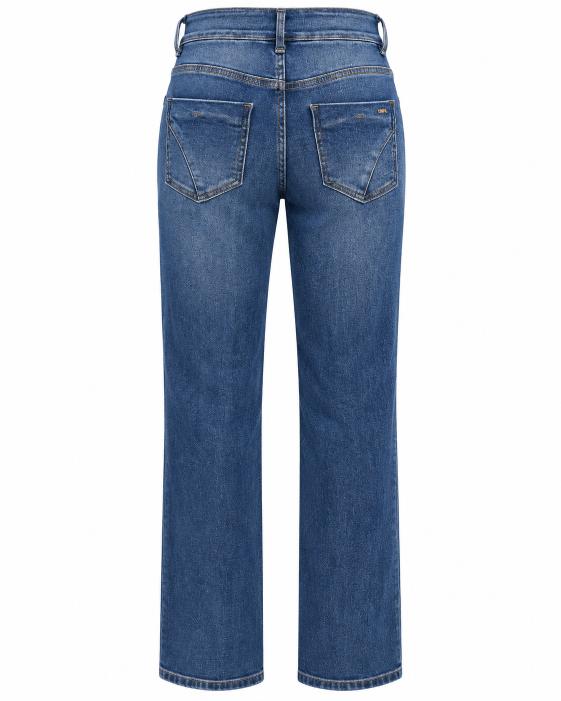Double Button High Rise Straight Leg Jeans