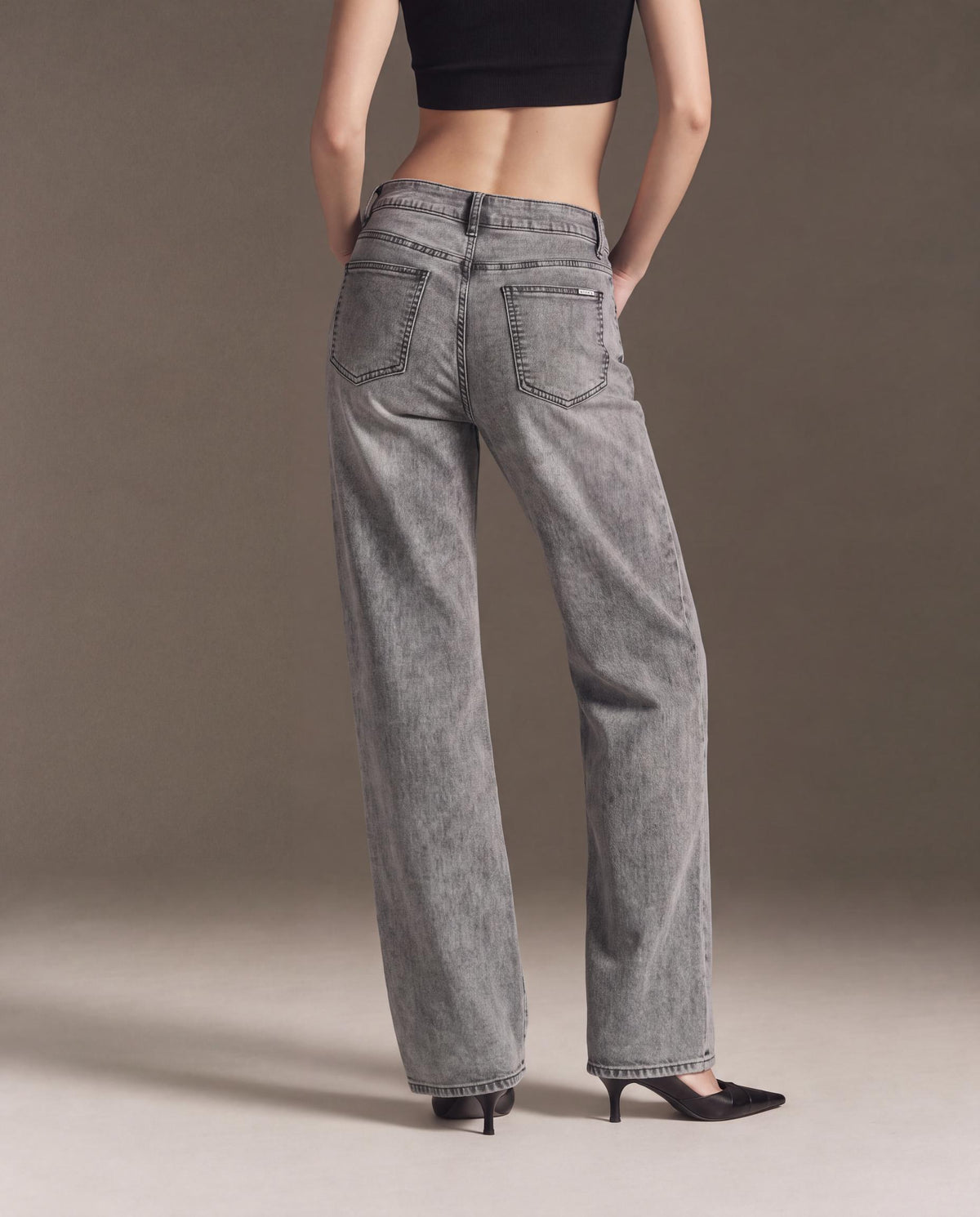 Faded Wash Relaxed Fit High Rise Wide Leg Jeans