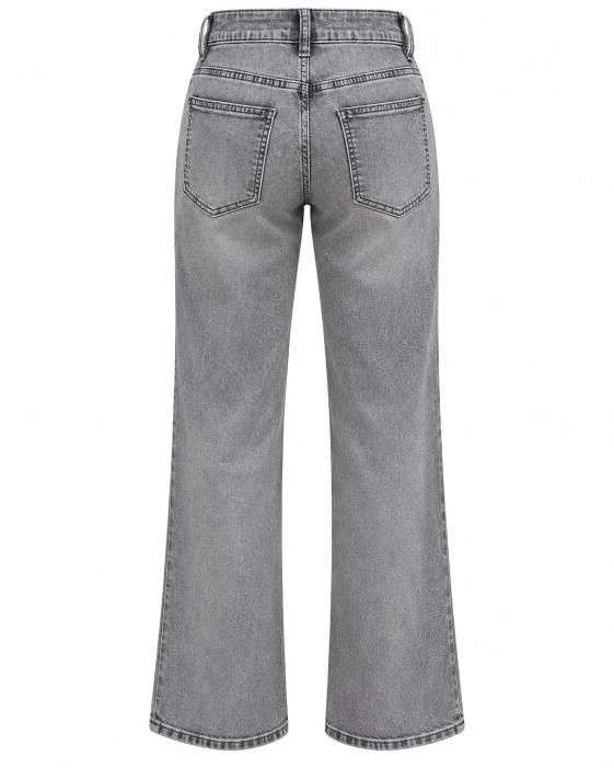 Faded Wash Relaxed Fit High Rise Wide Leg Jeans