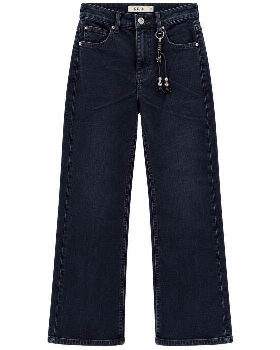 Dark Blue High-Rise Wide-Leg Straight Jeans