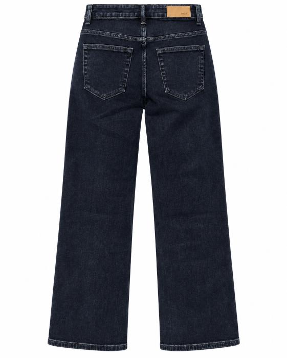 Dark Blue High-Rise Wide-Leg Straight Jeans