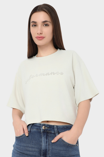 Cream Cropped Sweatshirt