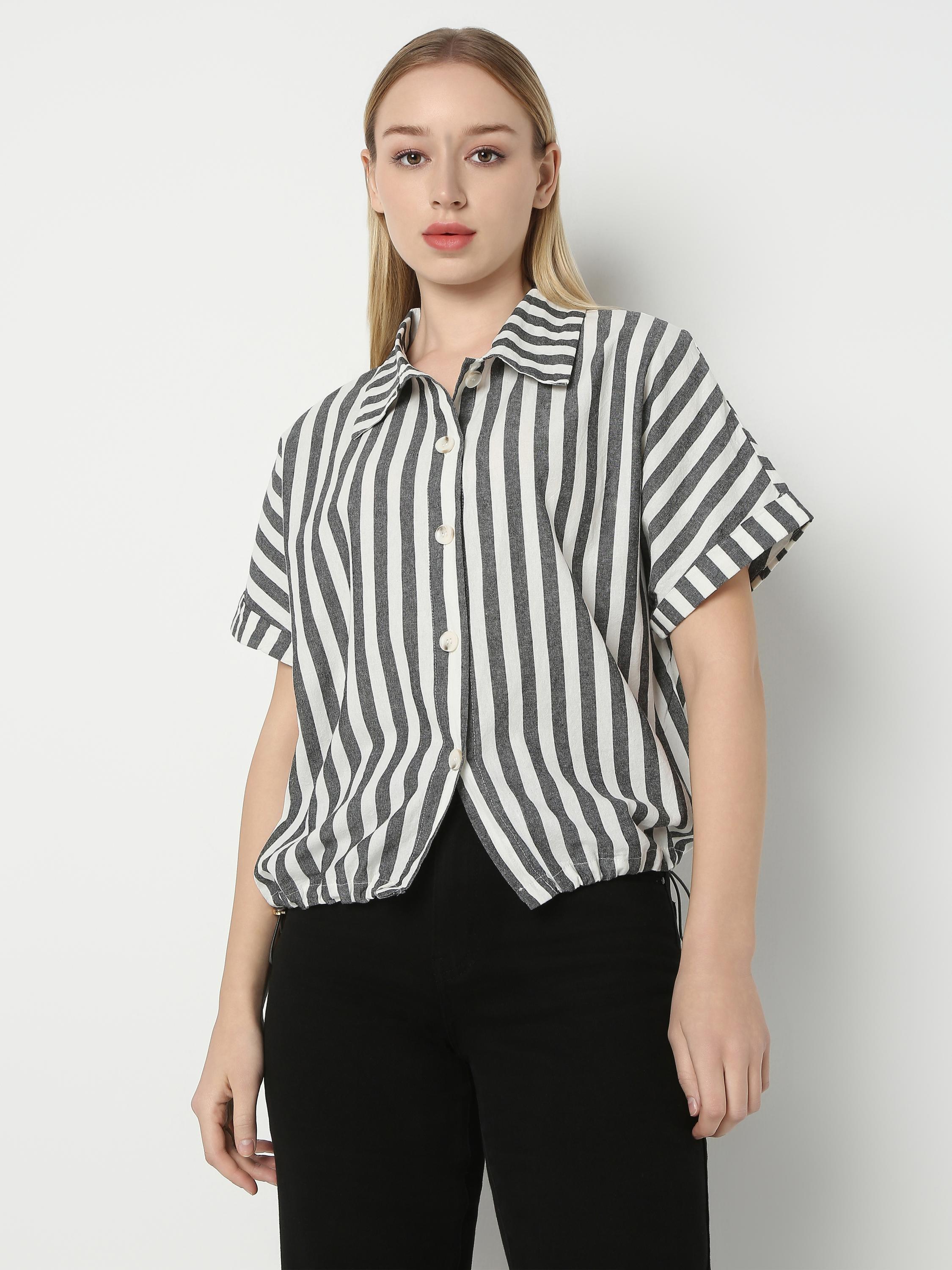 Contemporary Striped Button-Up Shirt