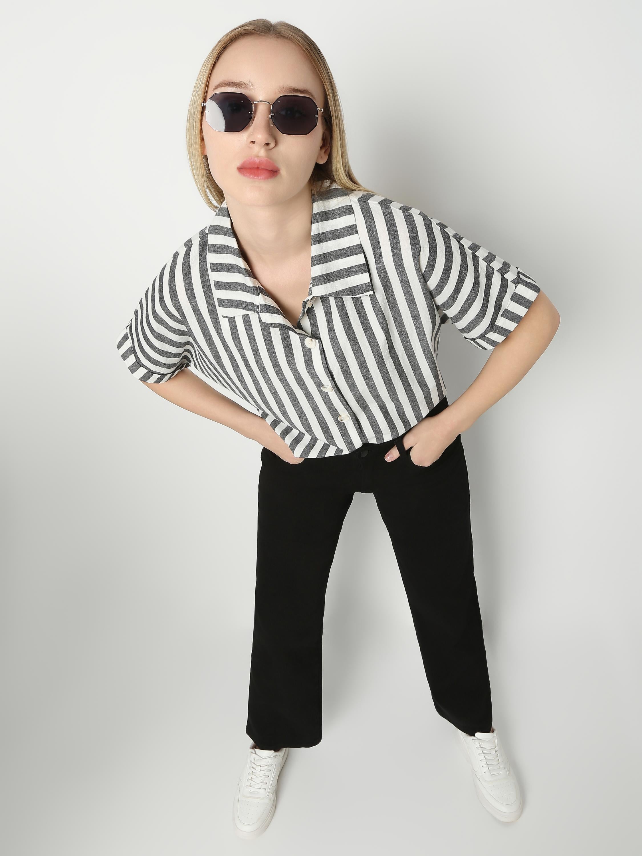 Contemporary Striped Button-Up Shirt