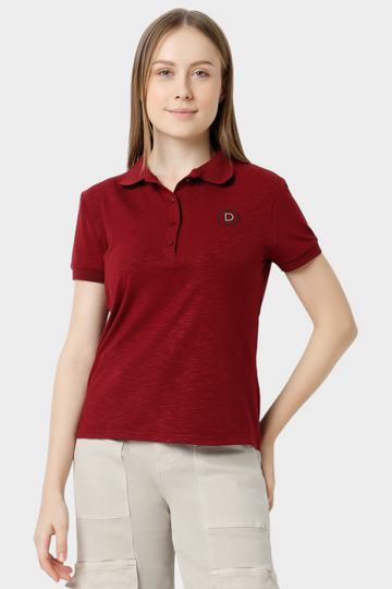 Solid Polo T-Shirt with Logo Patch