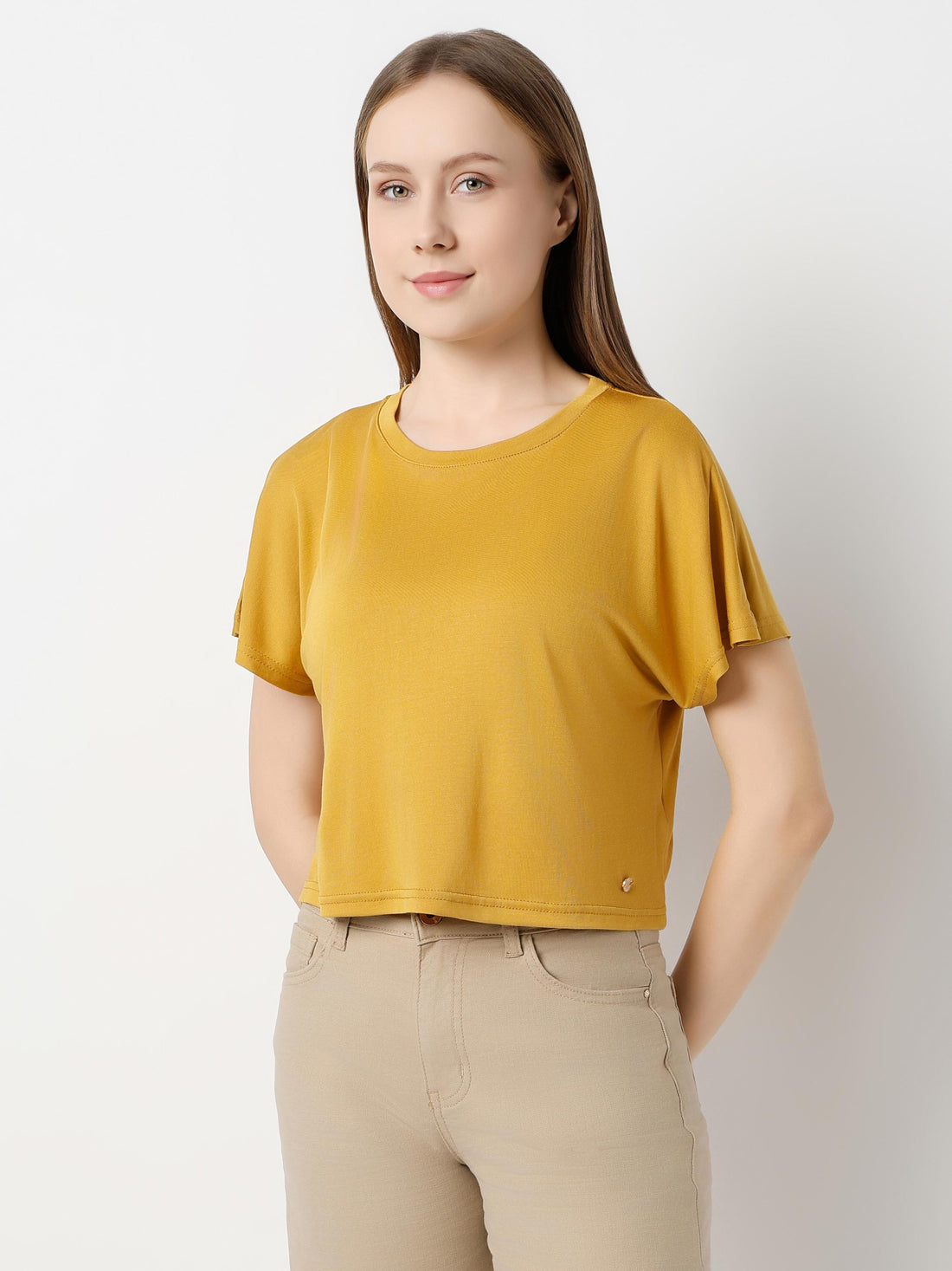 Minimal Flutter Sleeve Crop Top