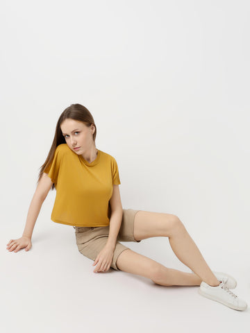 Minimal Flutter Sleeve Crop Top