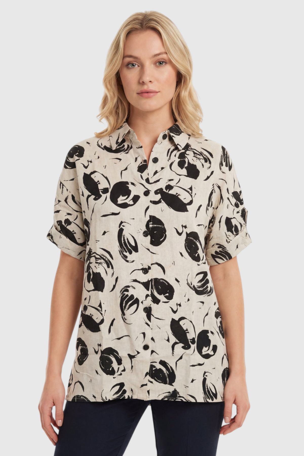 Abstract Print Oversized Shirt