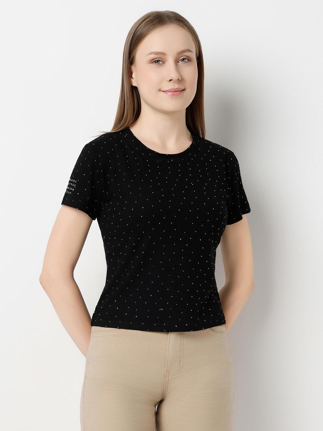 Micro Stud Detail Fitted Top