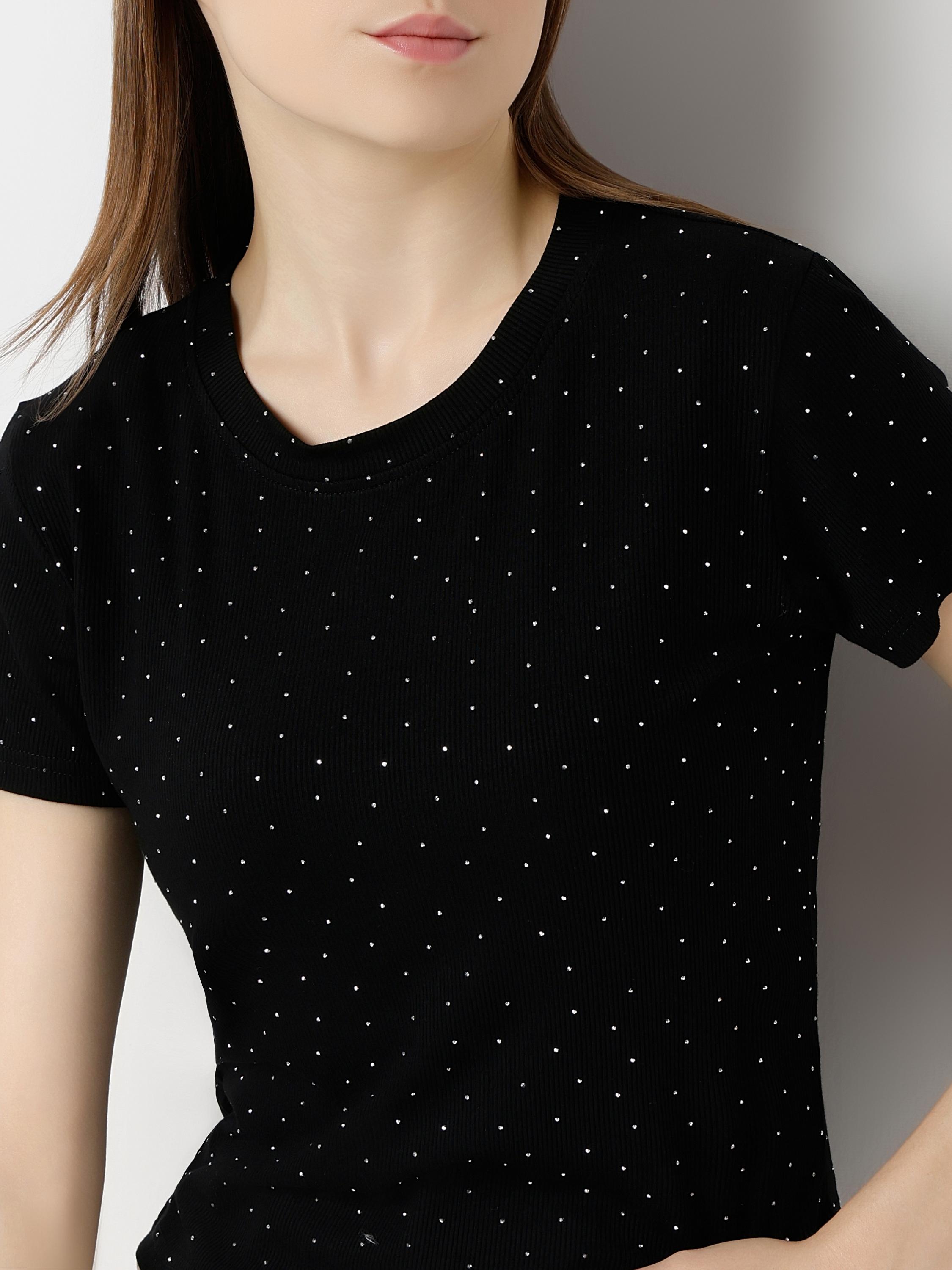 Micro Stud Detail Fitted Top