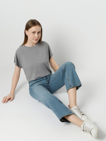 Stud Detail Relaxed Crop Top