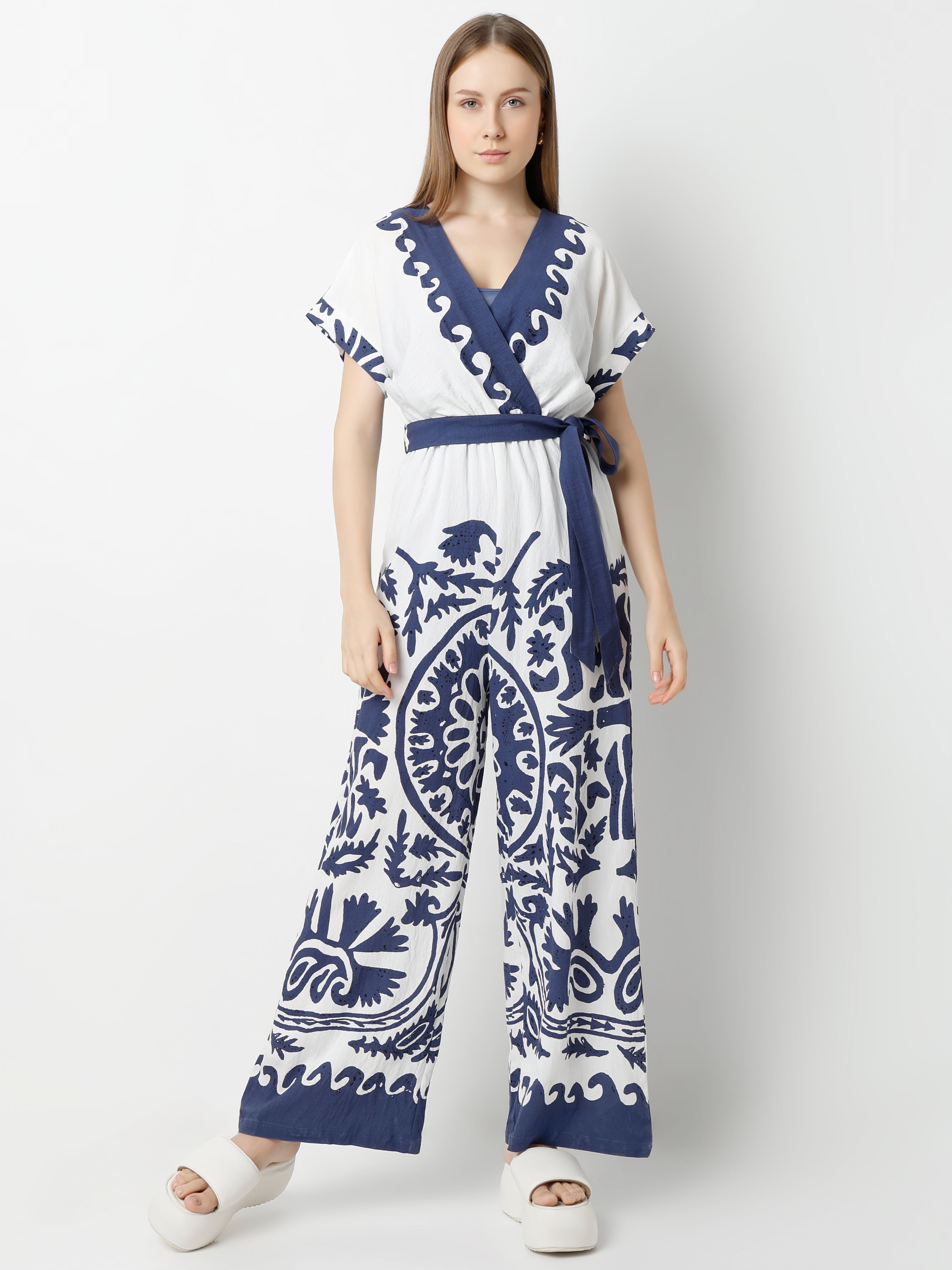 Women's Printed Wrap-Style Jumpsuit