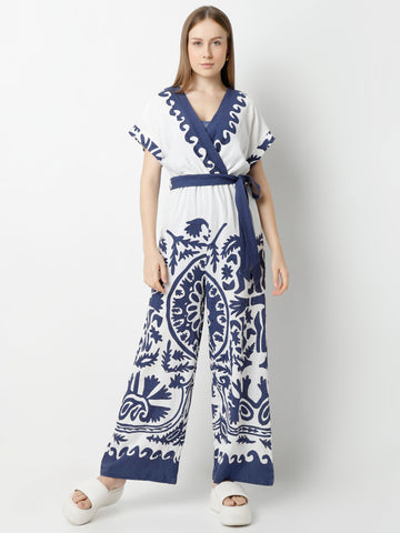 Women's Printed Wrap-Style Jumpsuit