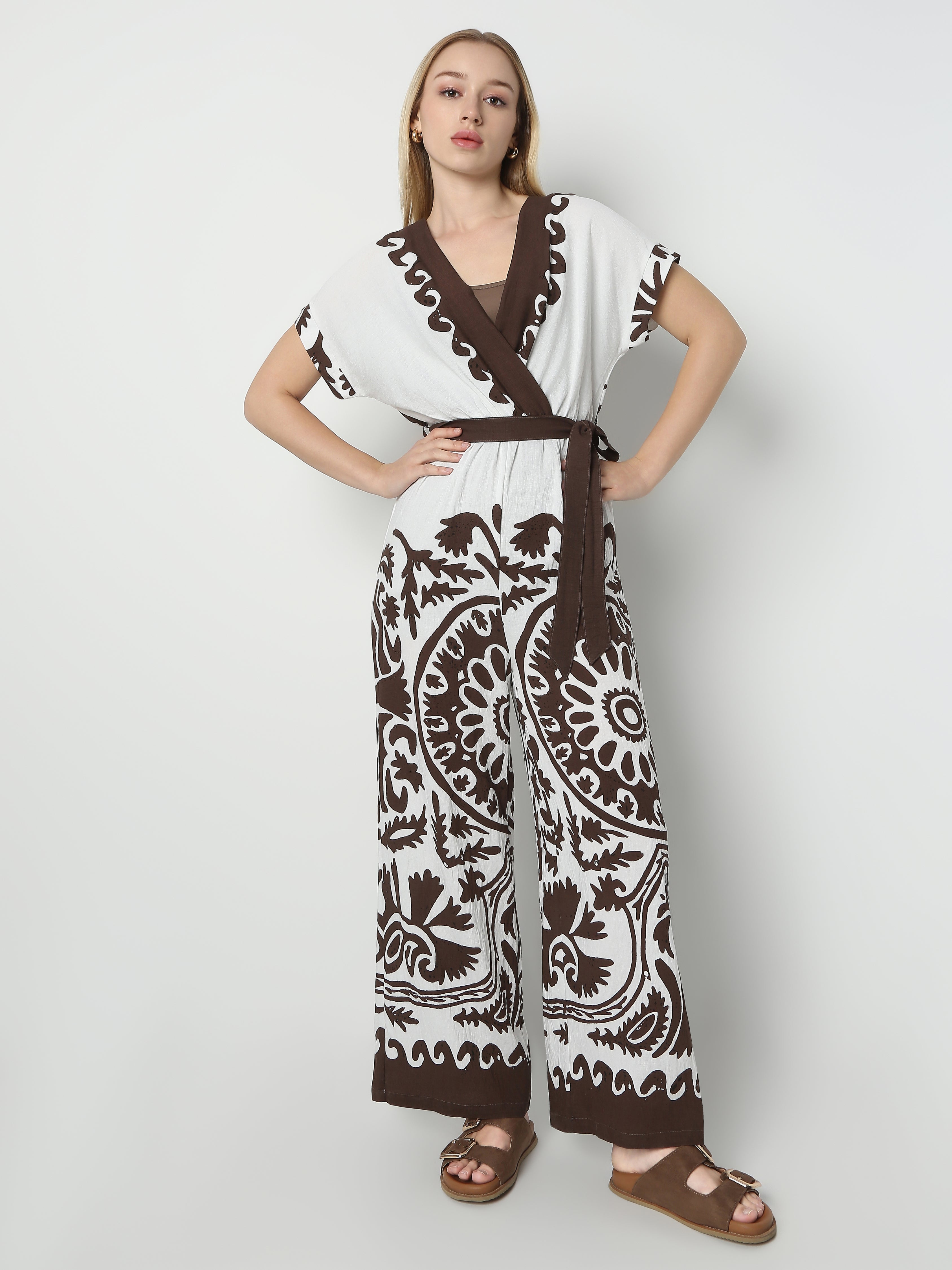 Women's Printed Wrap-Style Jumpsuit