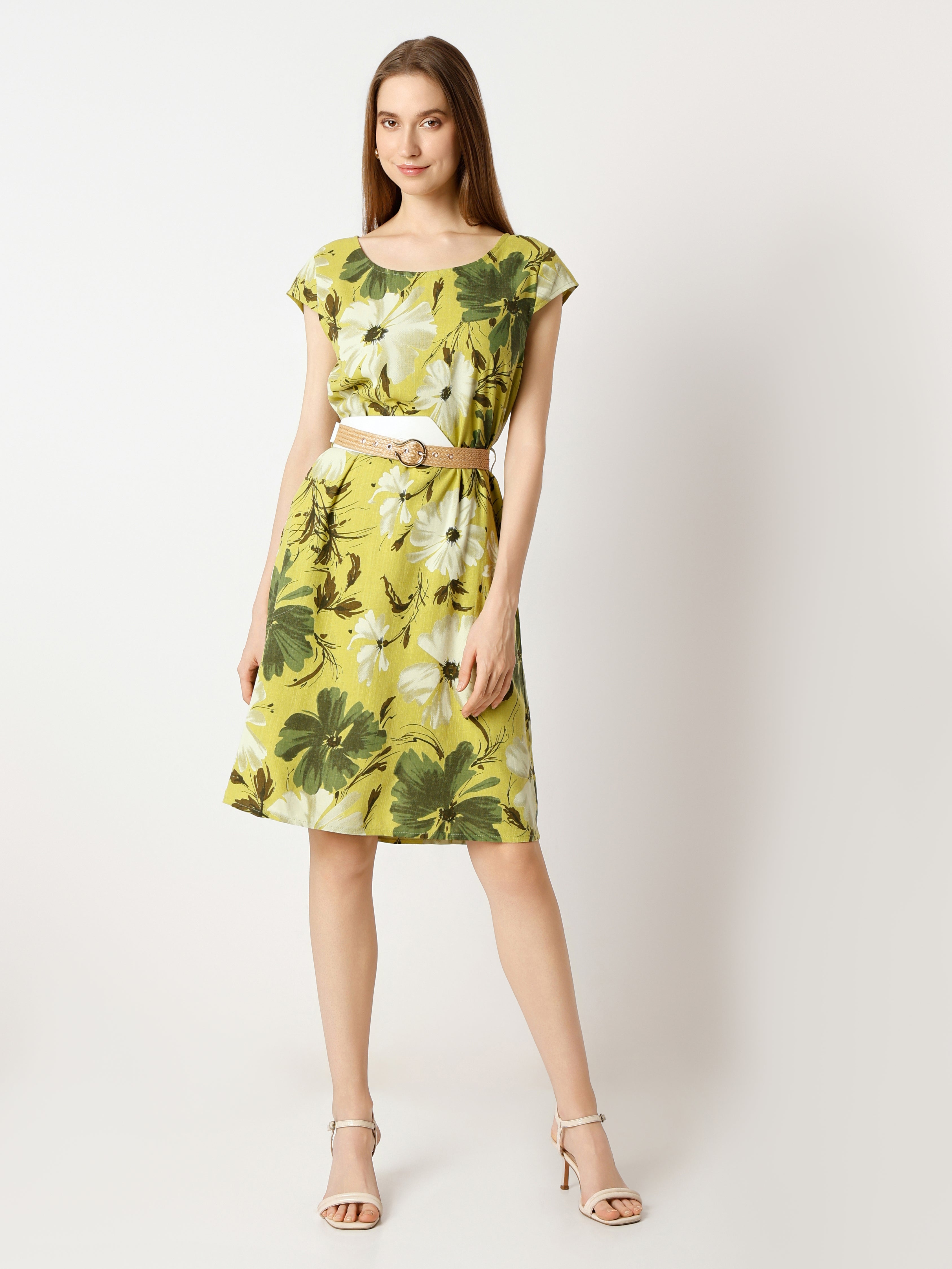 Floral Grace Belted Dress