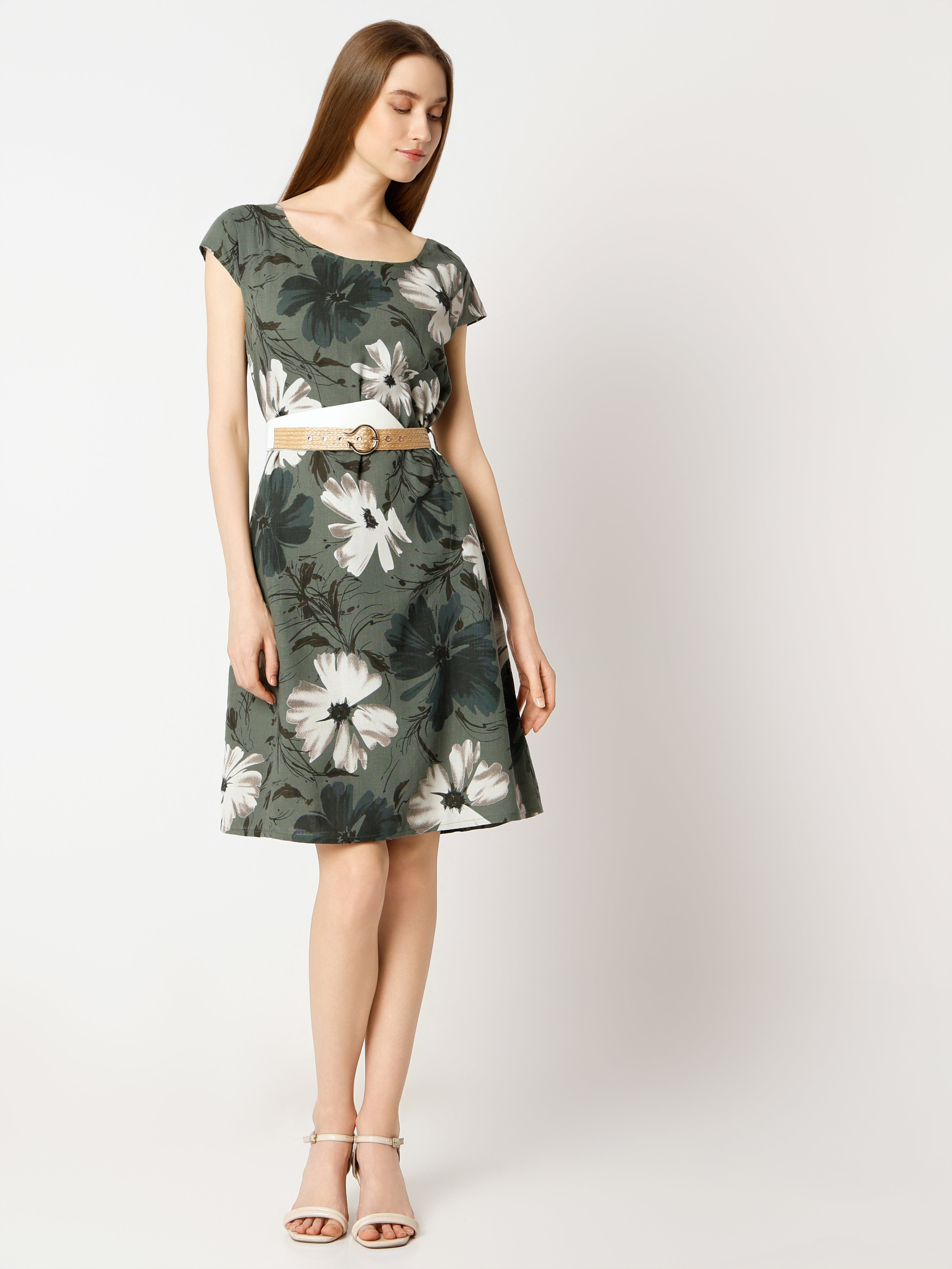 Floral Grace Belted Dress