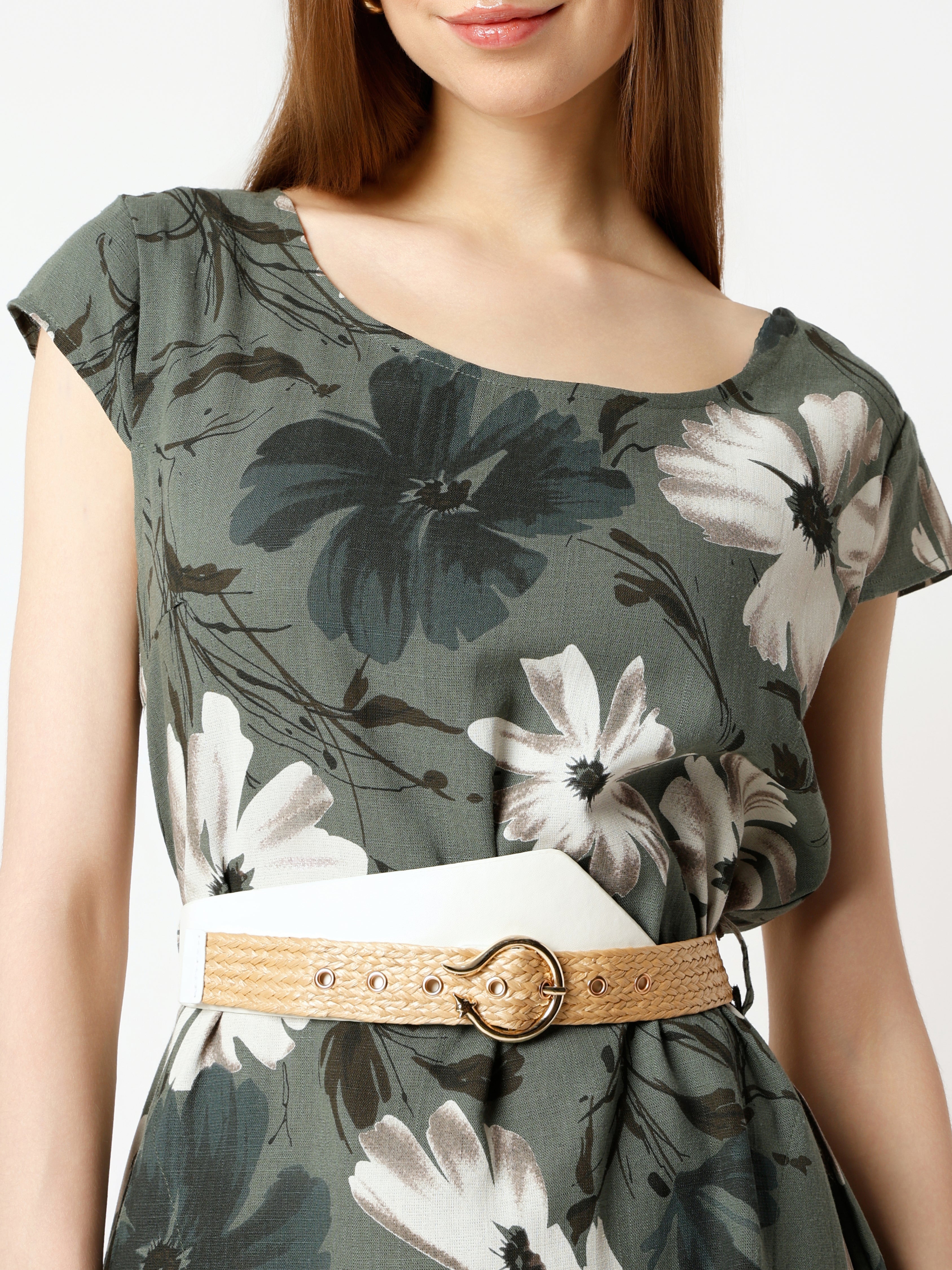 Floral Grace Belted Dress