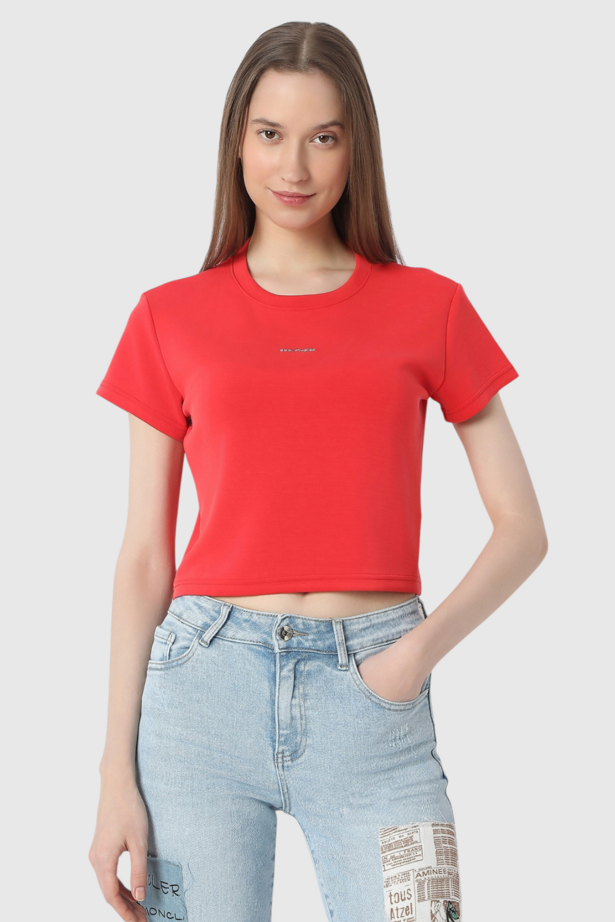 Solid Fitted Crop T-Shirt