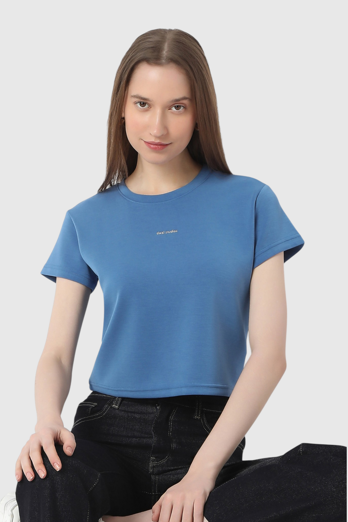 Solid Fitted Crop T-Shirt