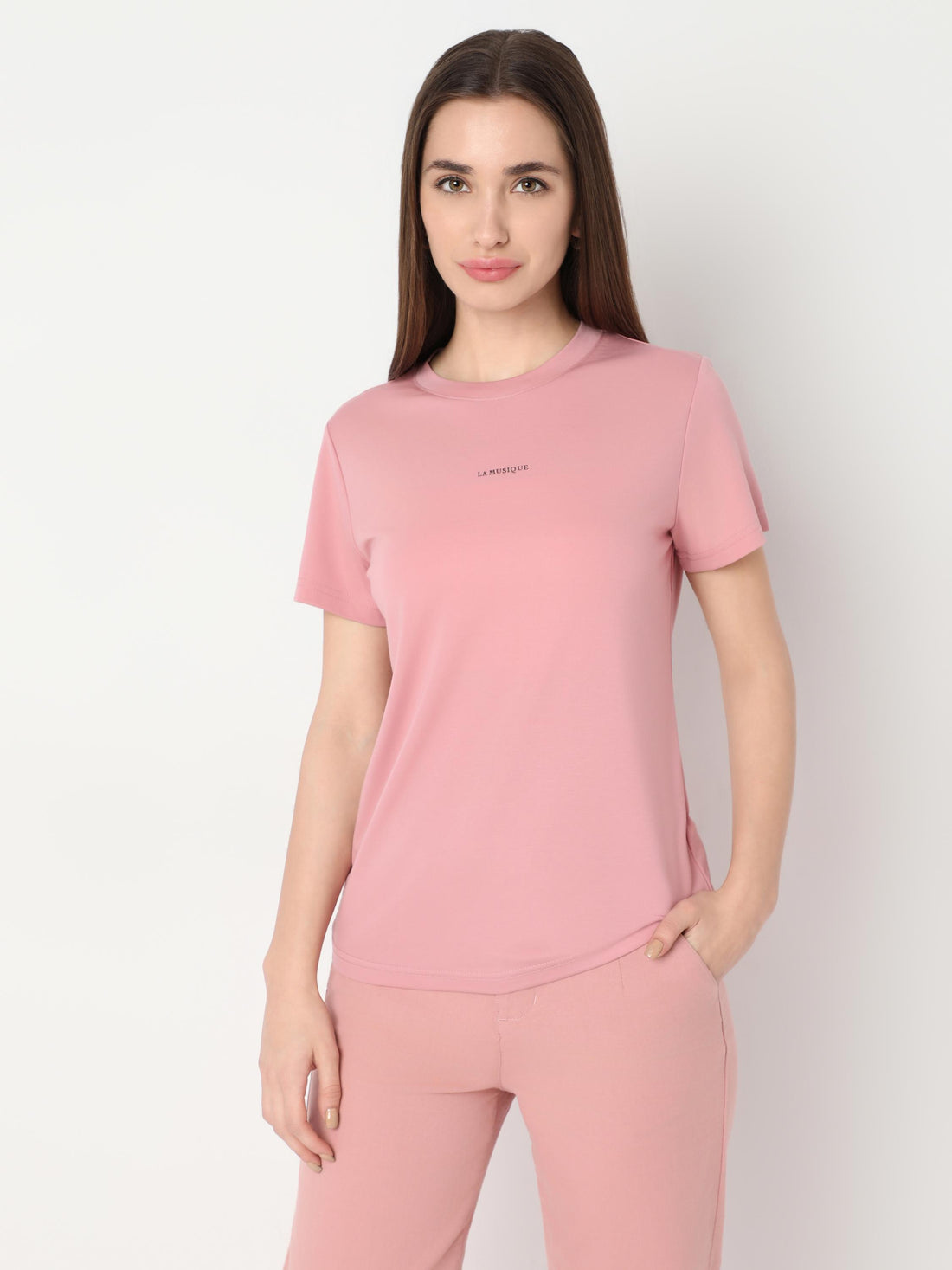 Minimalist Pink Crew Neck T-Shirt