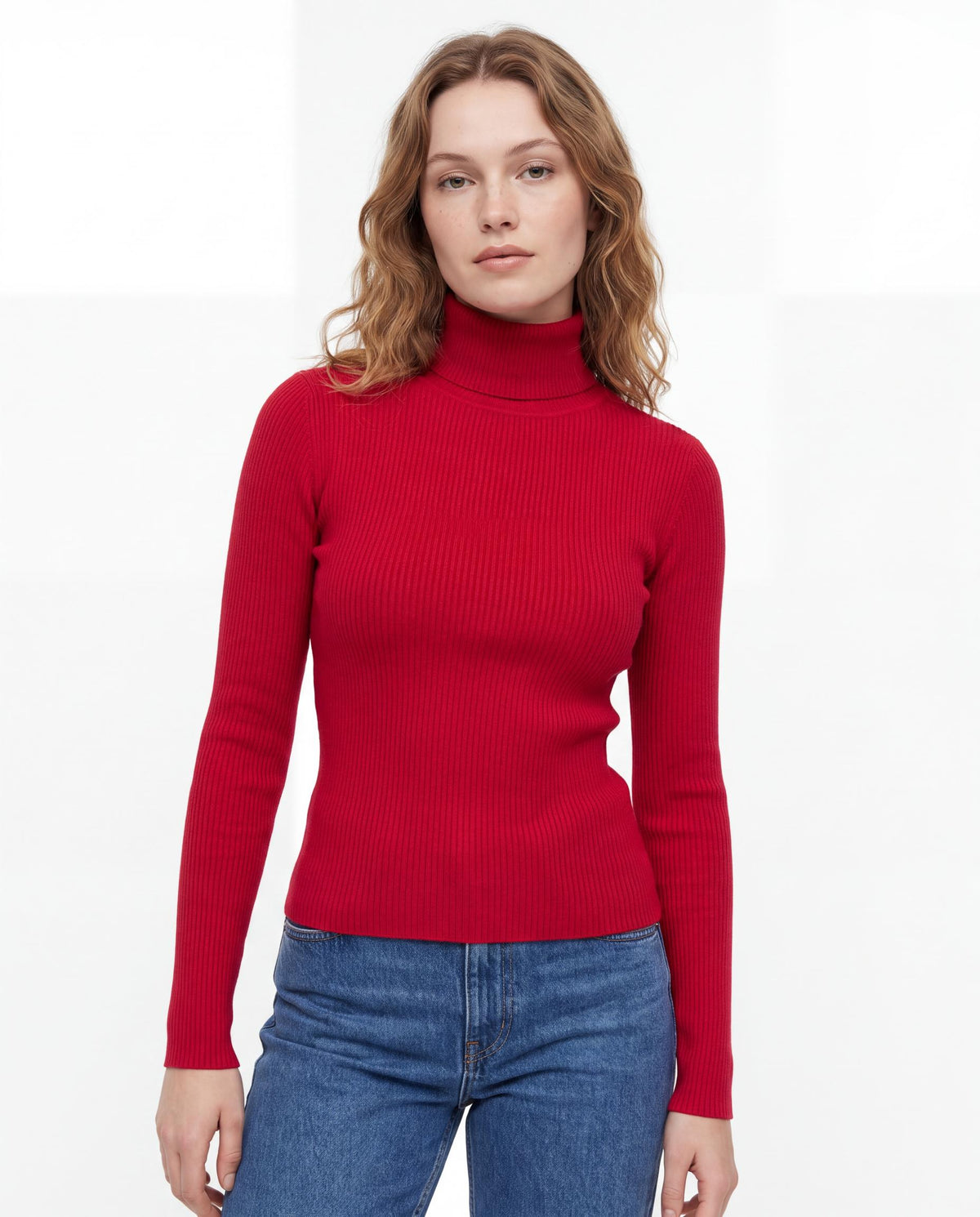 Ribbed Turtleneck Fitted Sweater