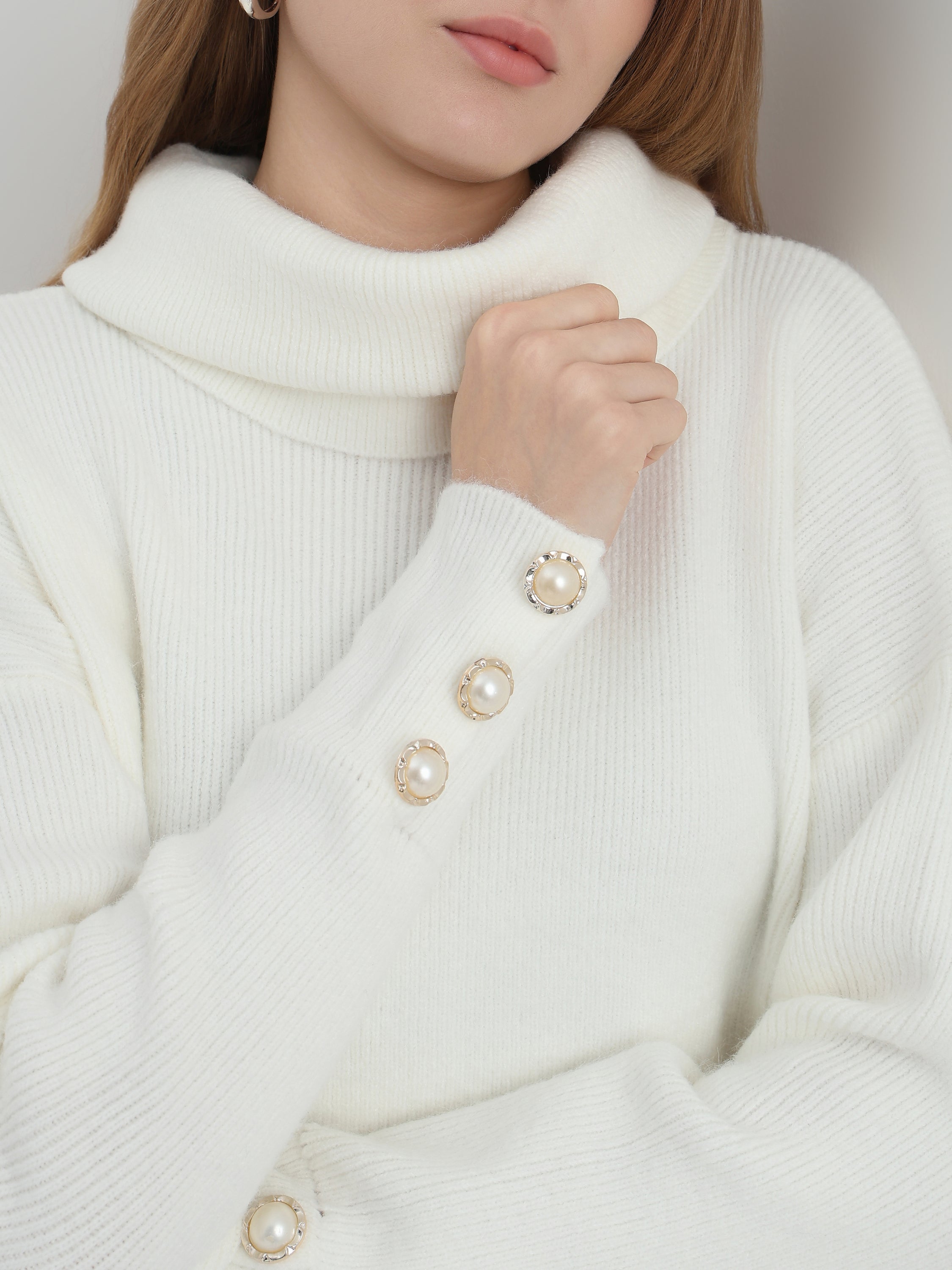 Ribbed Turtleneck Knit Sweater