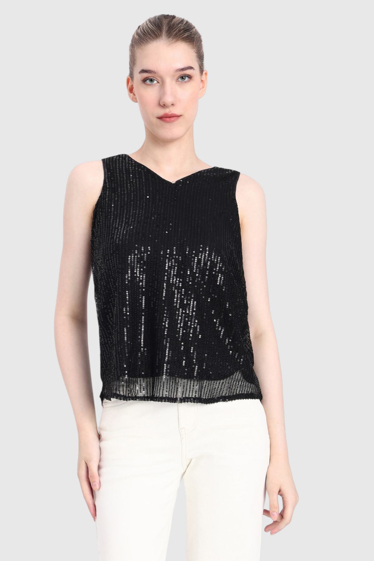 Sequin Embellished Sleeveless Top