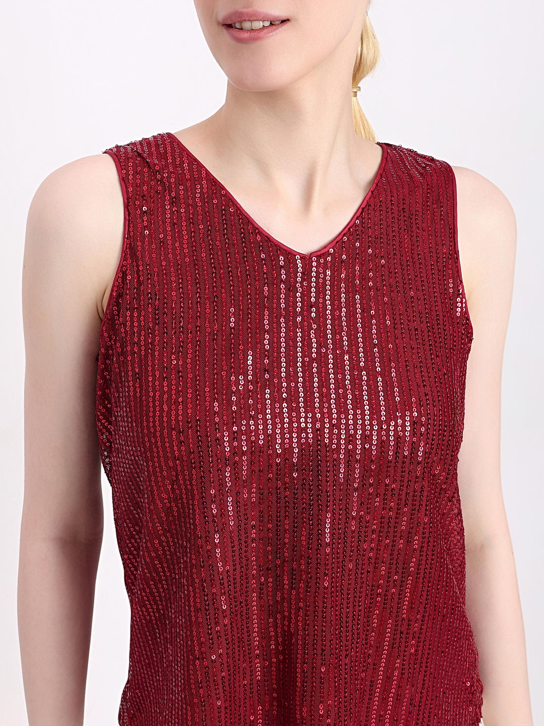 Sequin Embellished Sleeveless Top