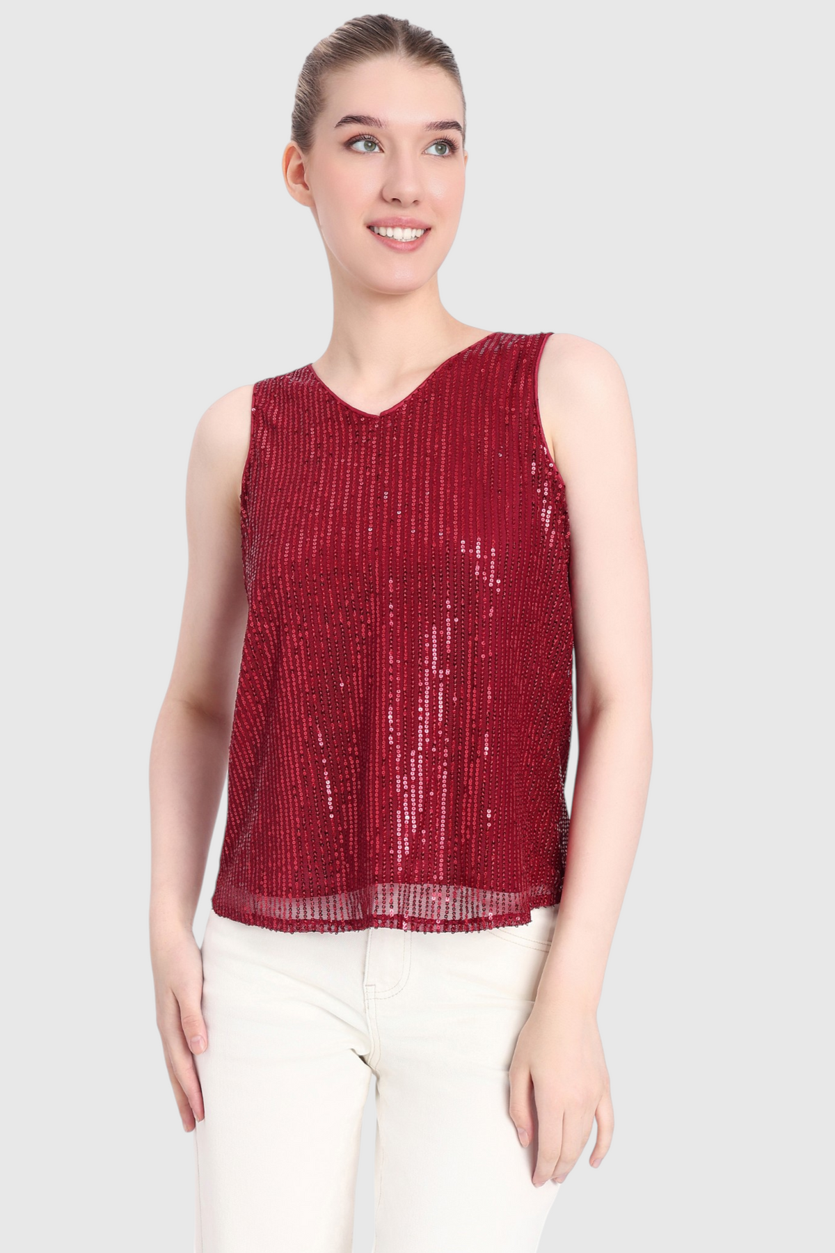 Sequin Embellished Sleeveless Top