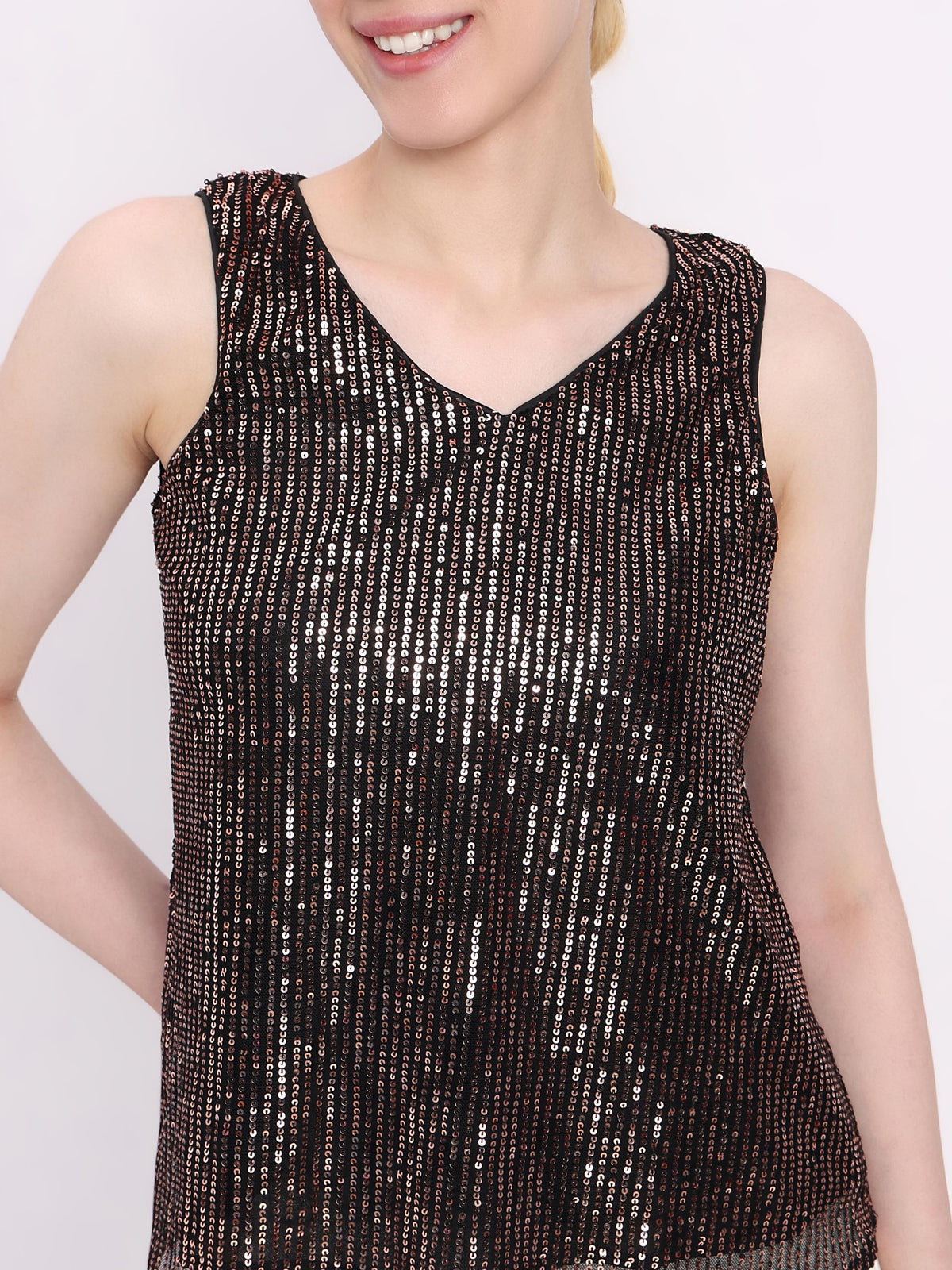 Sequin Embellished Sleeveless Top
