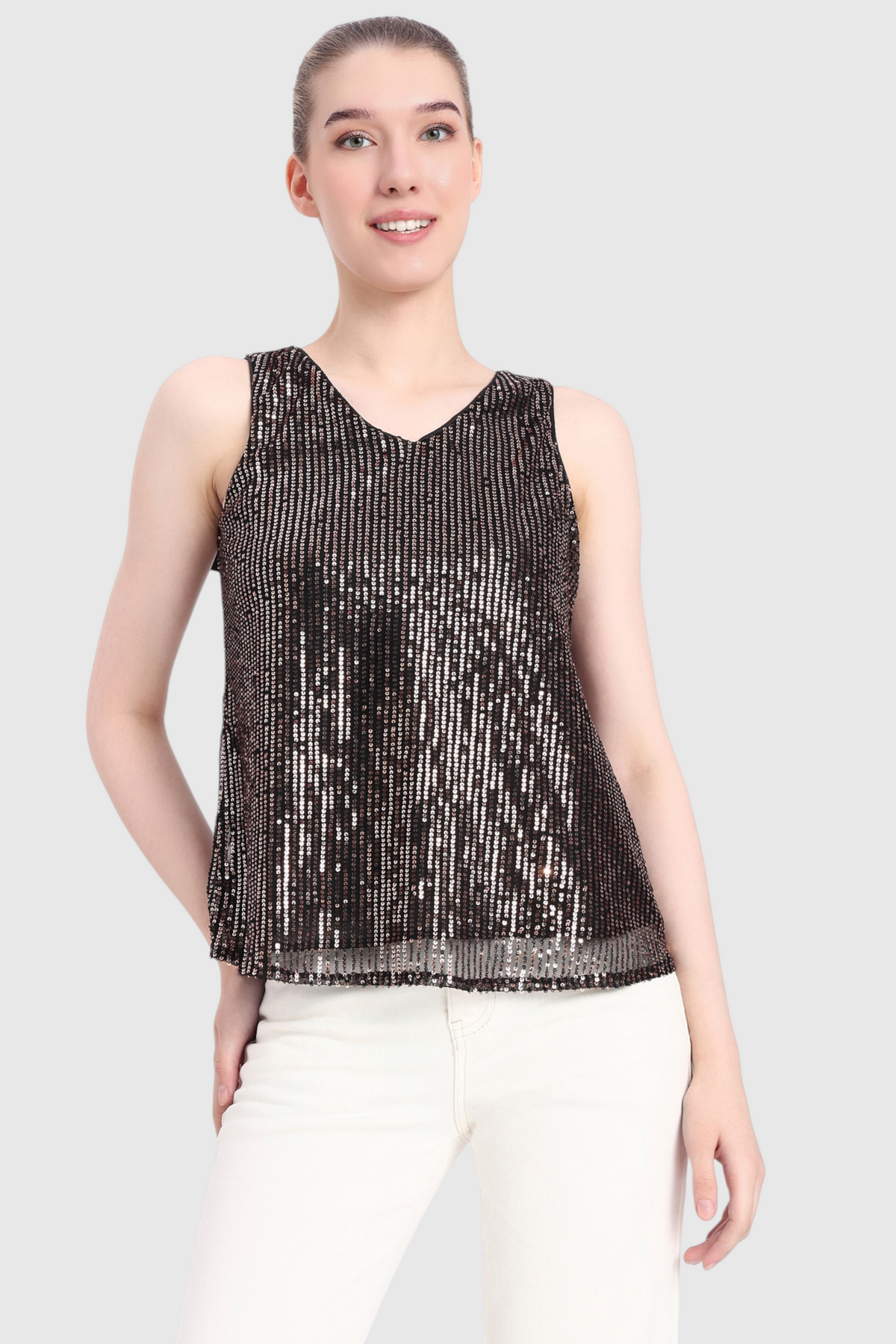 Sequin Embellished Sleeveless Top