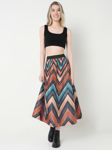 Chevron Print Maxi Skirt