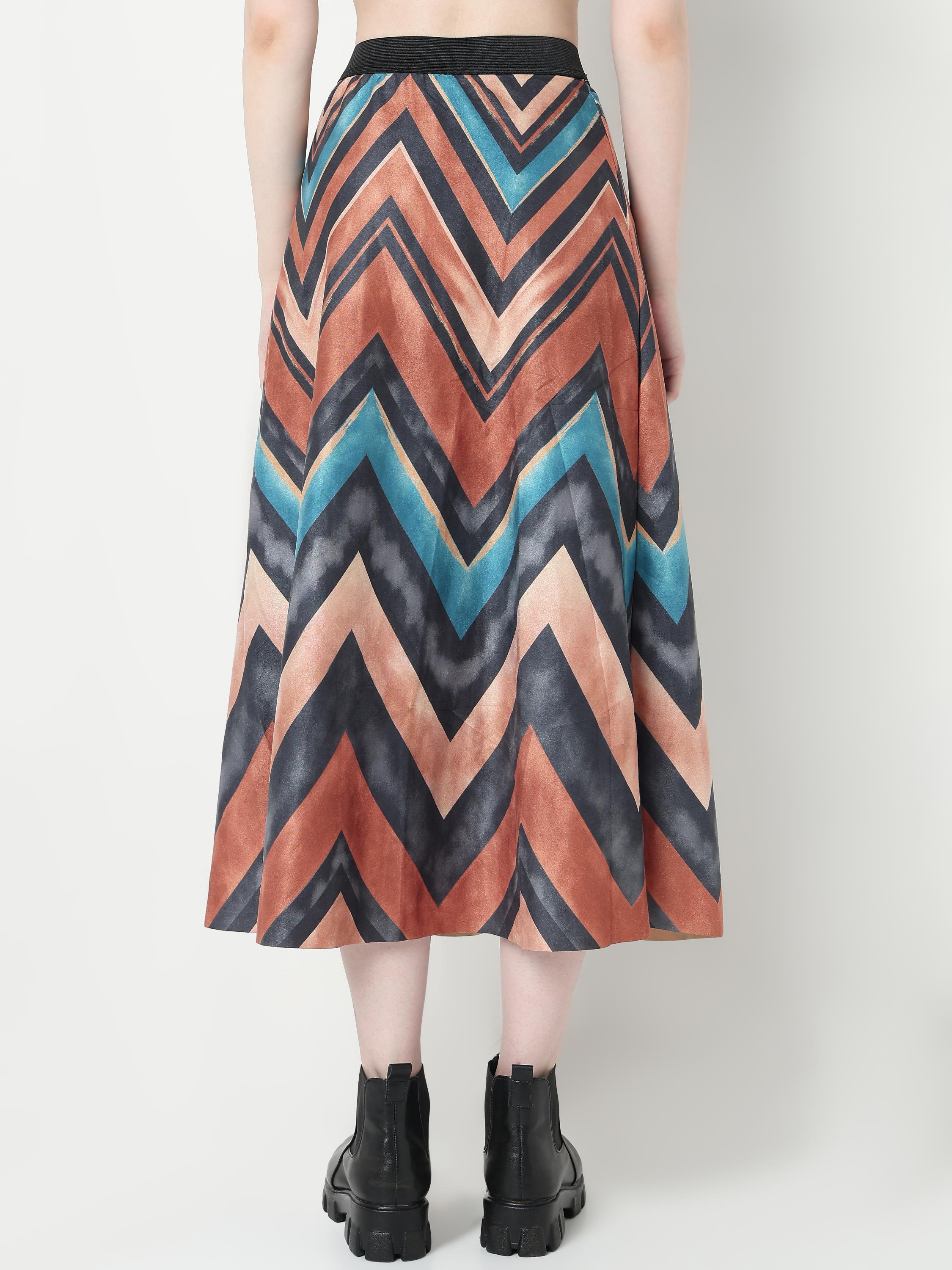 Chevron Print Maxi Skirt