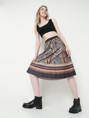 Vibrant Geometric Print Midi Skirt