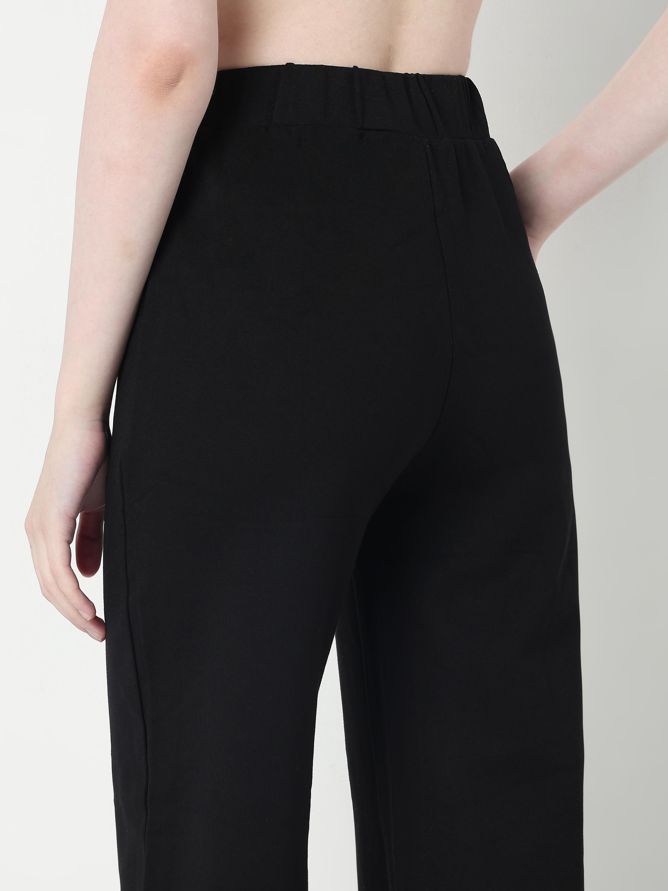 High-Waist Wide-Leg Pants with Button Detail
