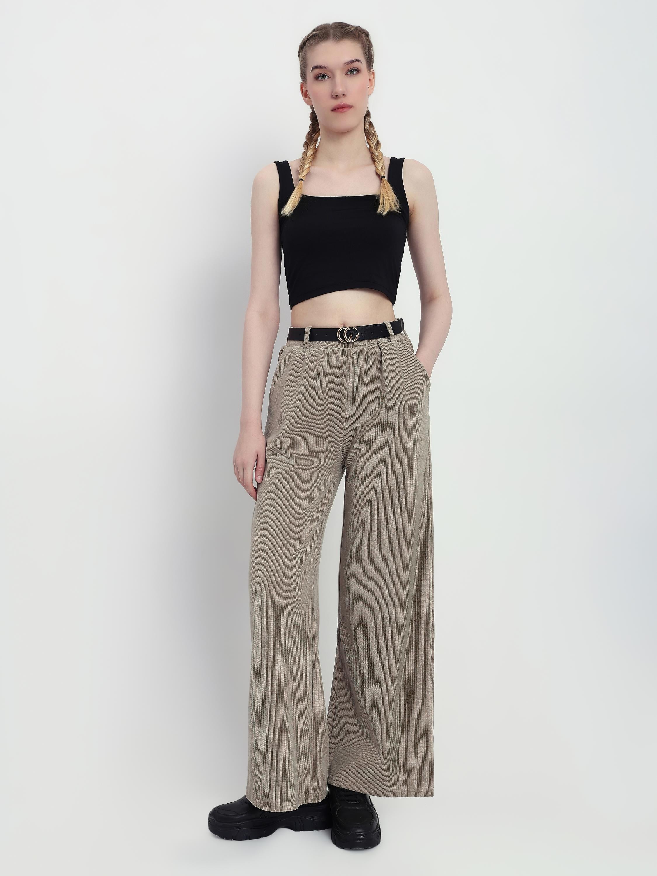 Wide-Leg Corduroy Pants