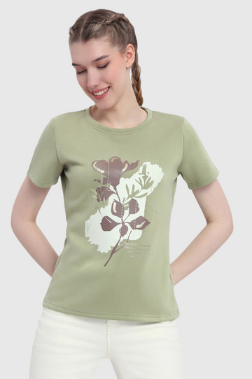 Floral Graphic T-Shirt with Quote Print